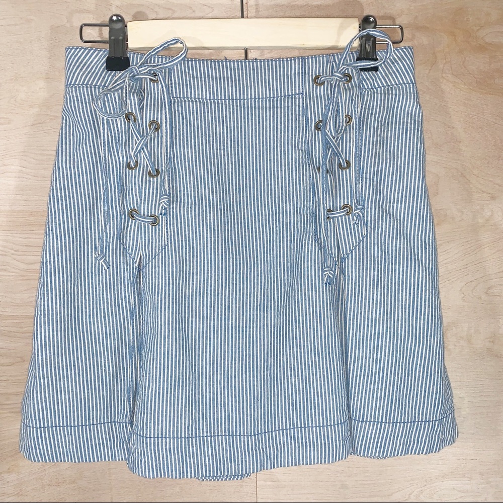 Free People | Railroad Striped Lace Up Mini Skirt - Picture 2 of 5